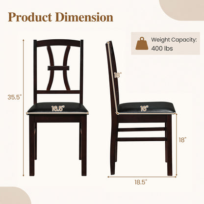 Dining Chairs Set of 2 with Padded Faux Leather Seats