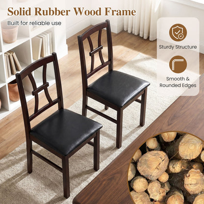 Dining Chairs Set of 2 with Padded Faux Leather Seats