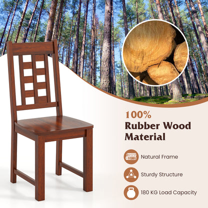 Wooden Dining Chairs Set of 2 Kitchen Chair with Solid Rubber Wood Frame-Walnut