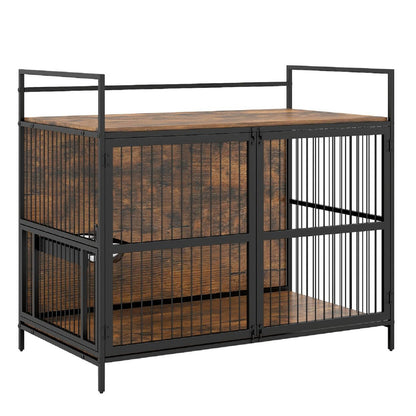 Dog Crate Furniture for Medium Dogs with Bowls and Holder