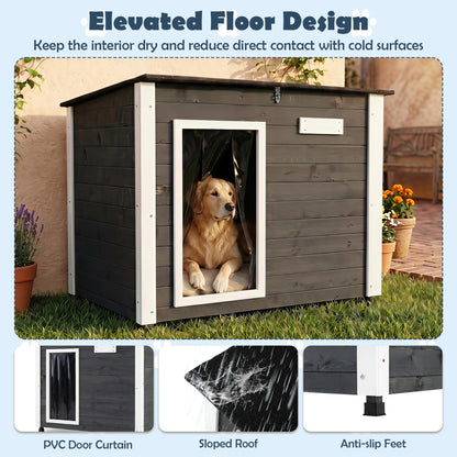Wooden Dog House Outdoor with Openable Roof - Large