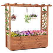 Raised Garden Bed Wooden Elevated Planter Box with Hanging Roof-L - Orange