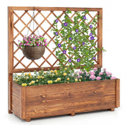 Raised Garden Bed Wooden Elevated Planter Box with Lattice Trellis-L - Orange