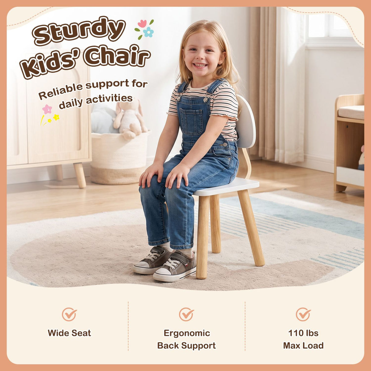 Wooden Kids Desk and Chair Set with Hutch and Drawer for Bedroom