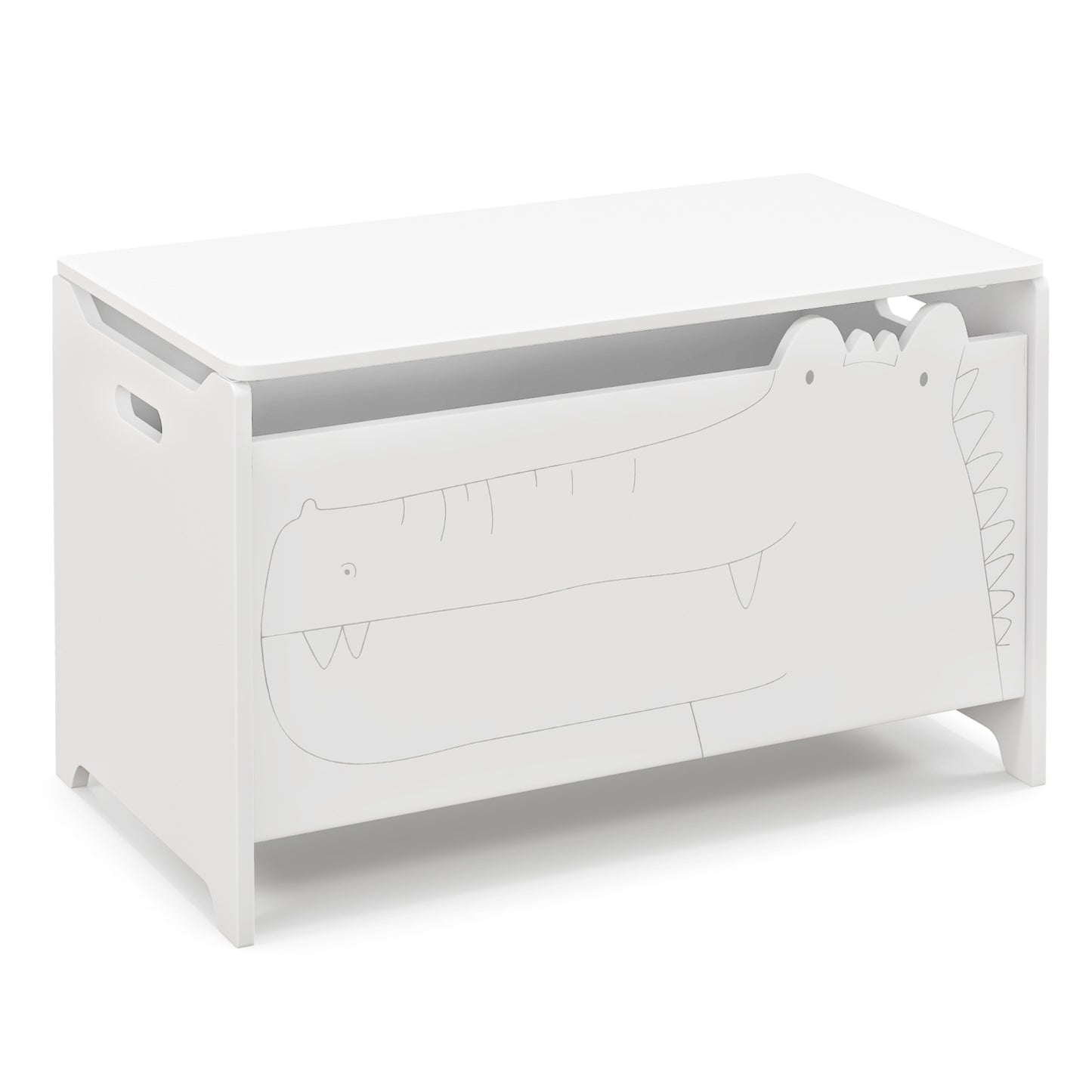 Wooden Kids Toy Box with Safety Hinge-Green - White