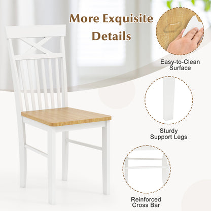 Wooden Kitchen Dining Chair Set of 2 with Rubber Wood Frame-Natural