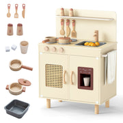 Wooden Pretend Kitchen Playset with Realistic Ice Maker-Yellow