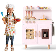 Wooden Pretend Kitchen Playset with Realistic Ice Maker-Pink