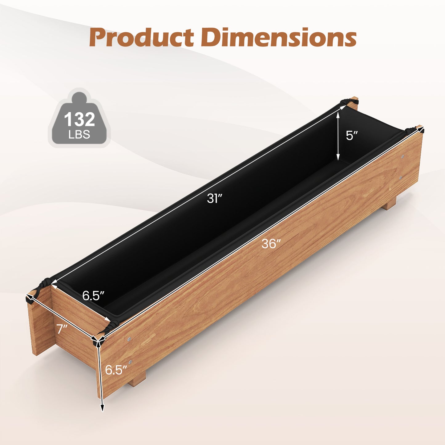 Wooden Raised Garden Bed with Drainage Holes for Vegetable Flower Herb Succulent