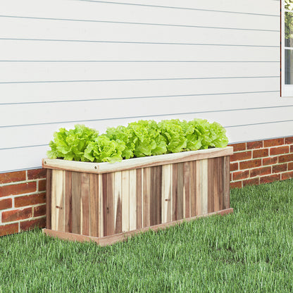 Wooden Raised Garden Bed Natural Acacia Wood Rectangular Planter Box with Drainage-Natural
