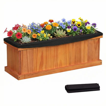 Wooden Raised Garden Bed with Drainage Holes and Liner Solid Fir Wood Planter Box-M