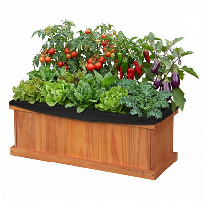 Wooden Raised Garden Bed with Drainage Holes and Liner Solid Fir Wood Planter Box-M