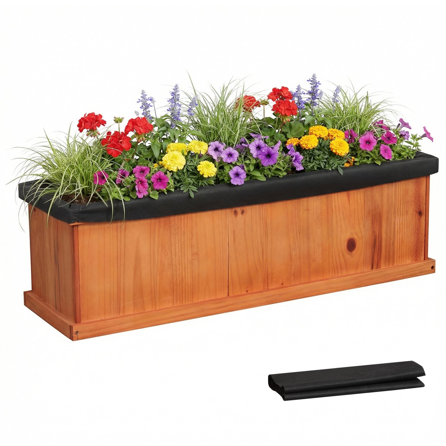 Wooden Raised Garden Bed with Drainage Holes and Liner Solid Fir Wood Planter Box-L