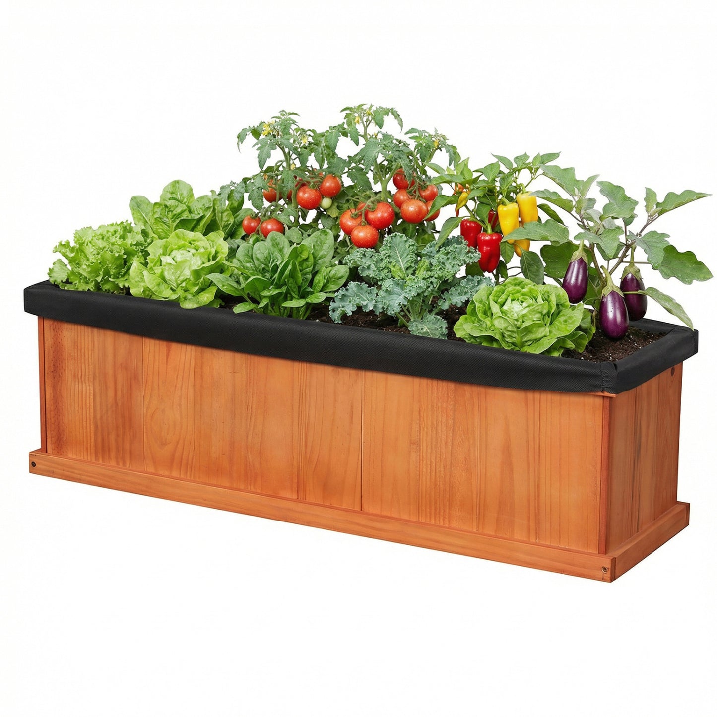 Wooden Raised Garden Bed with Drainage Holes and Liner Solid Fir Wood Planter Box-L