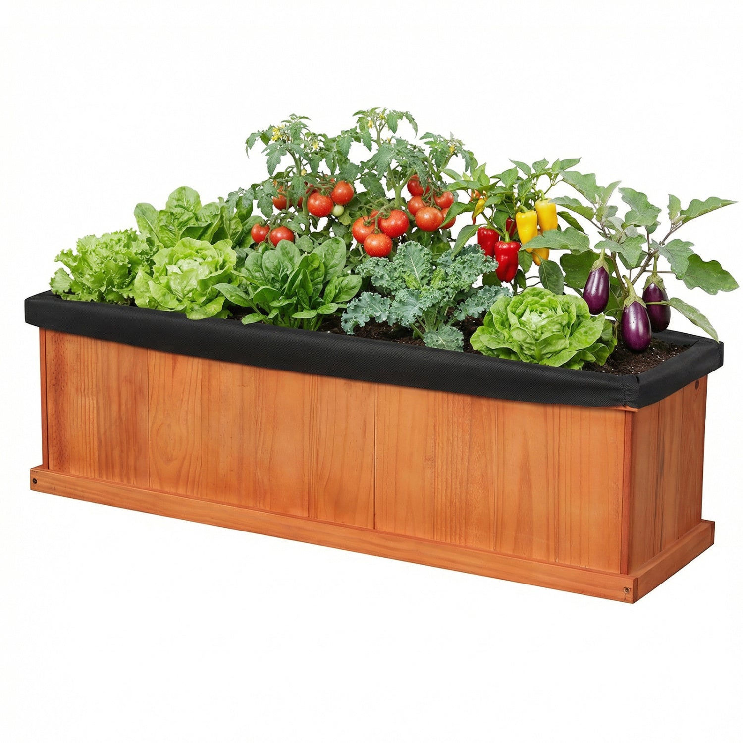 Wooden Raised Garden Bed with Drainage Holes and Liner Solid Fir Wood Planter Box-L