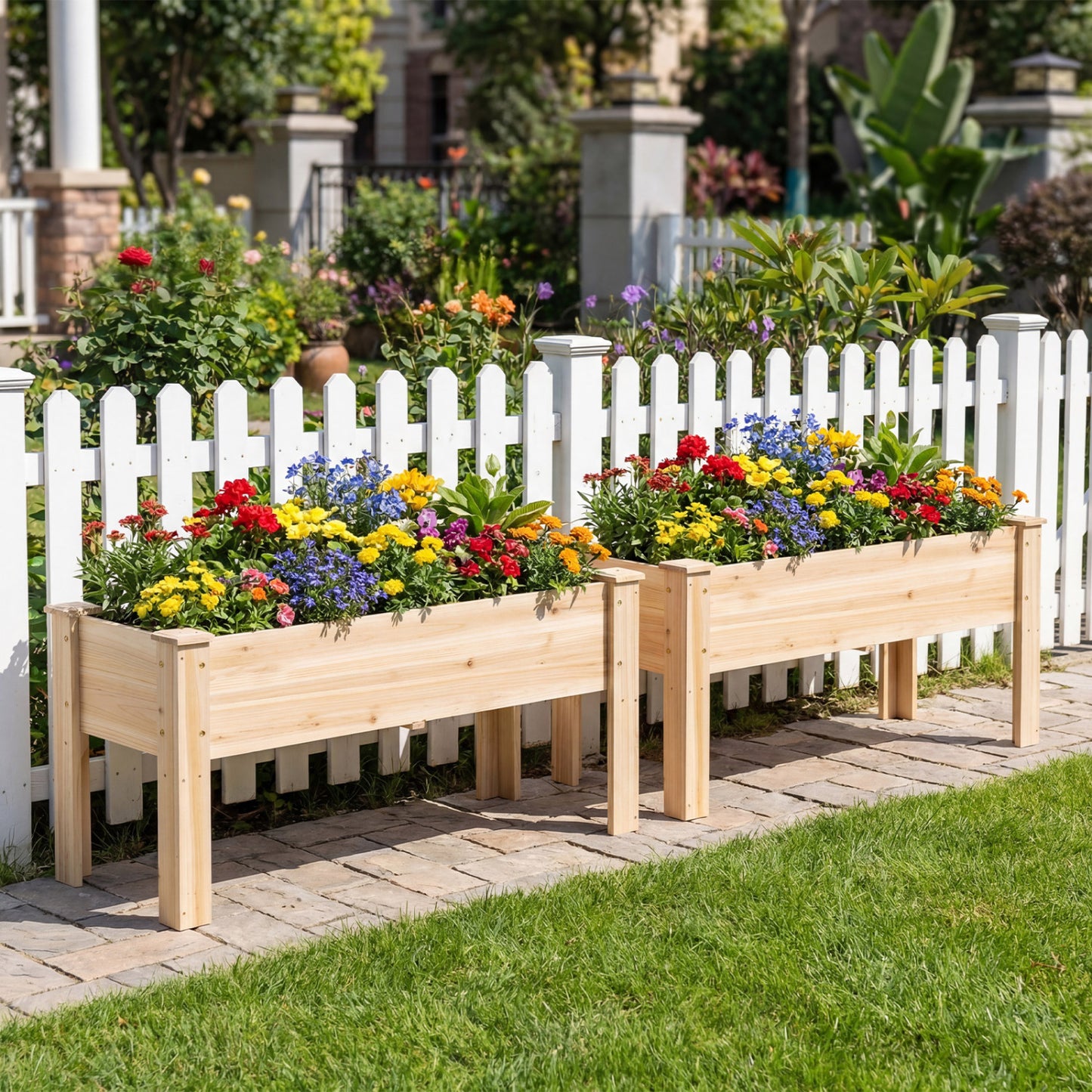 Elevated Wooden Raised Garden Bed with Legs - 175 LBS Capacity