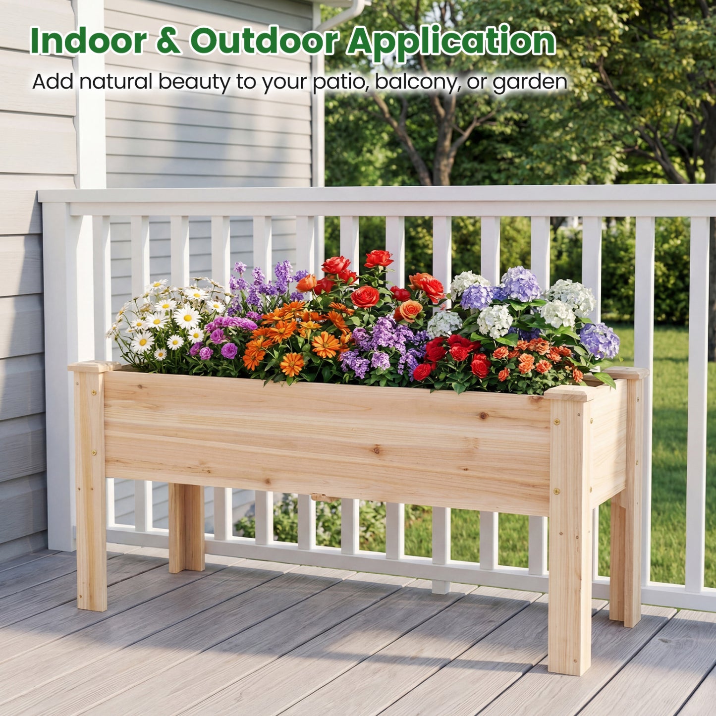 Elevated Wooden Raised Garden Bed with Legs - 175 LBS Capacity