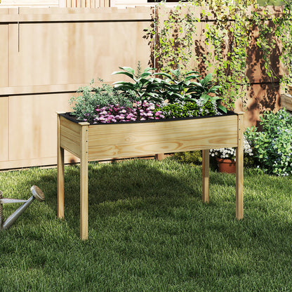 Wooden Raised Vegetable Garden Bed Elevated Grow Vegetable Planter-Natural