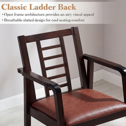 Wooden Rocking Chair with Upholstered Seat and Ladder Back