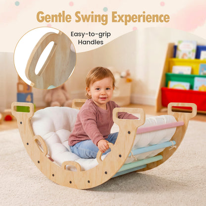 Wooden Rocking Climbing Arch with Cushion 3-in-1 Montessori