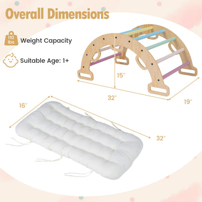 Wooden Rocking Climbing Arch with Cushion 3-in-1 Montessori