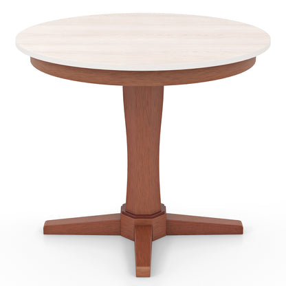 35 Inches Wooden Round Dining Table with Pedestal Base-White