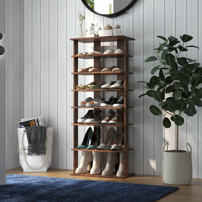 7-Tier Dual Shoe Rack Free Standing Shelves Storage Shelves Concise-Black