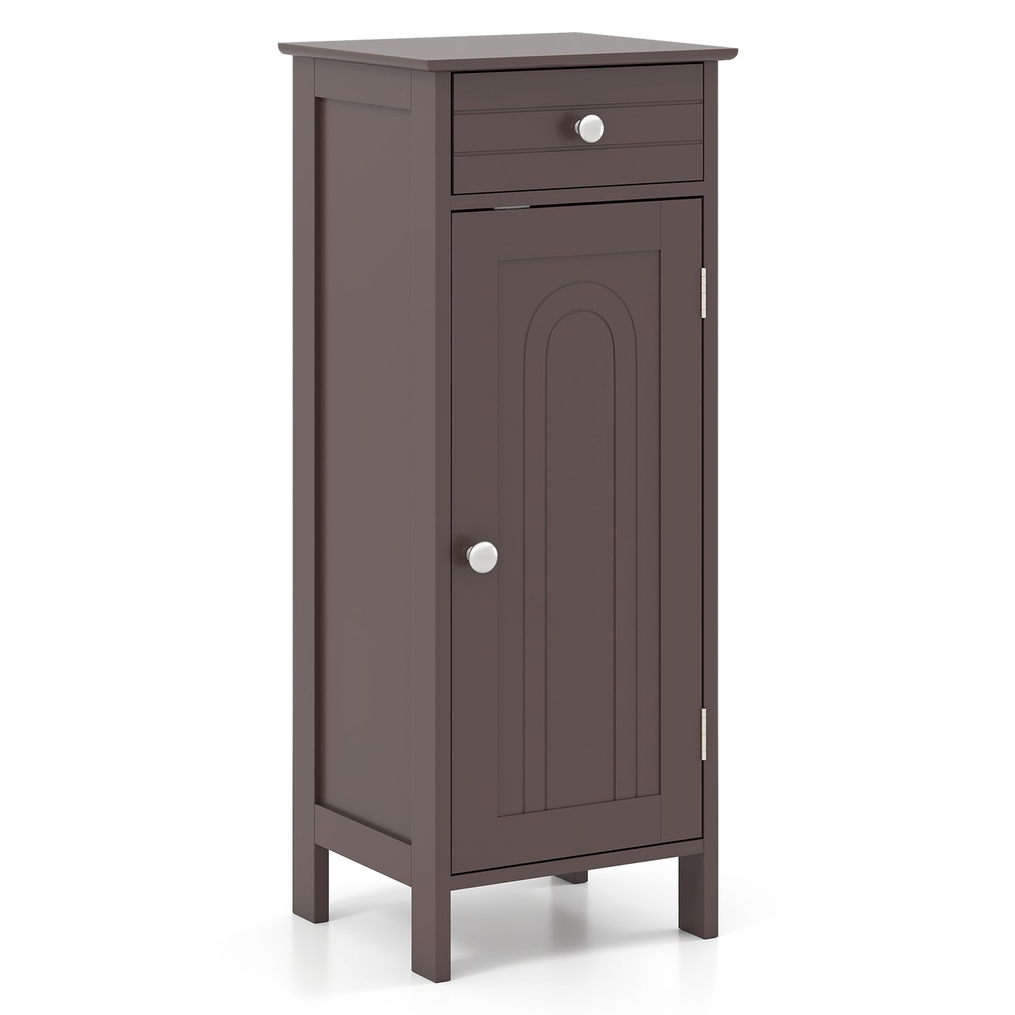 Wooden Storage Free-Standing Floor Cabinet with Drawer and Shelf-Black - Brown