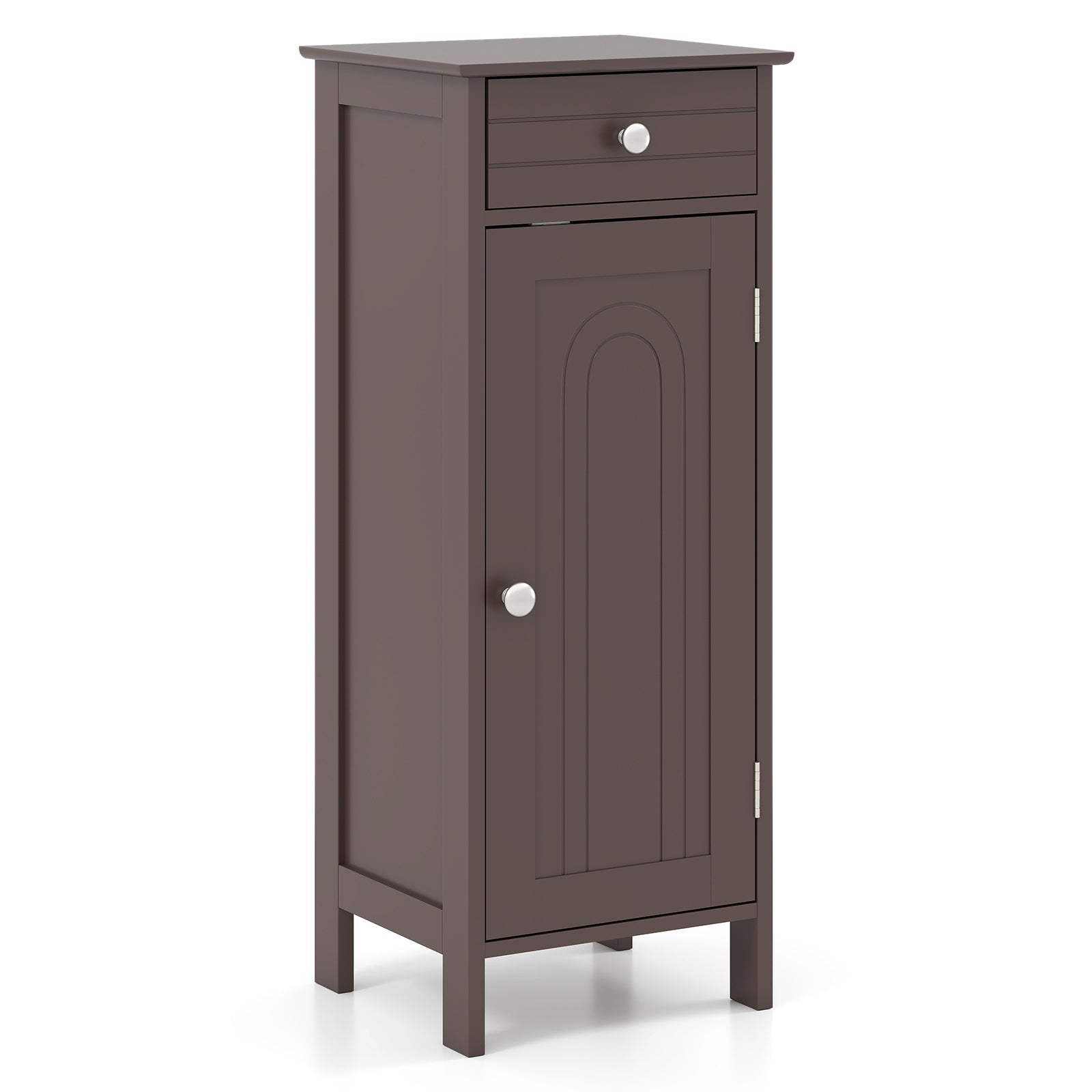 Wooden Storage Free-Standing Floor Cabinet with Drawer and Shelf-Black - Brown