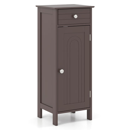 Wooden Storage Free-Standing Floor Cabinet with Drawer and Shelf-Black - Brown