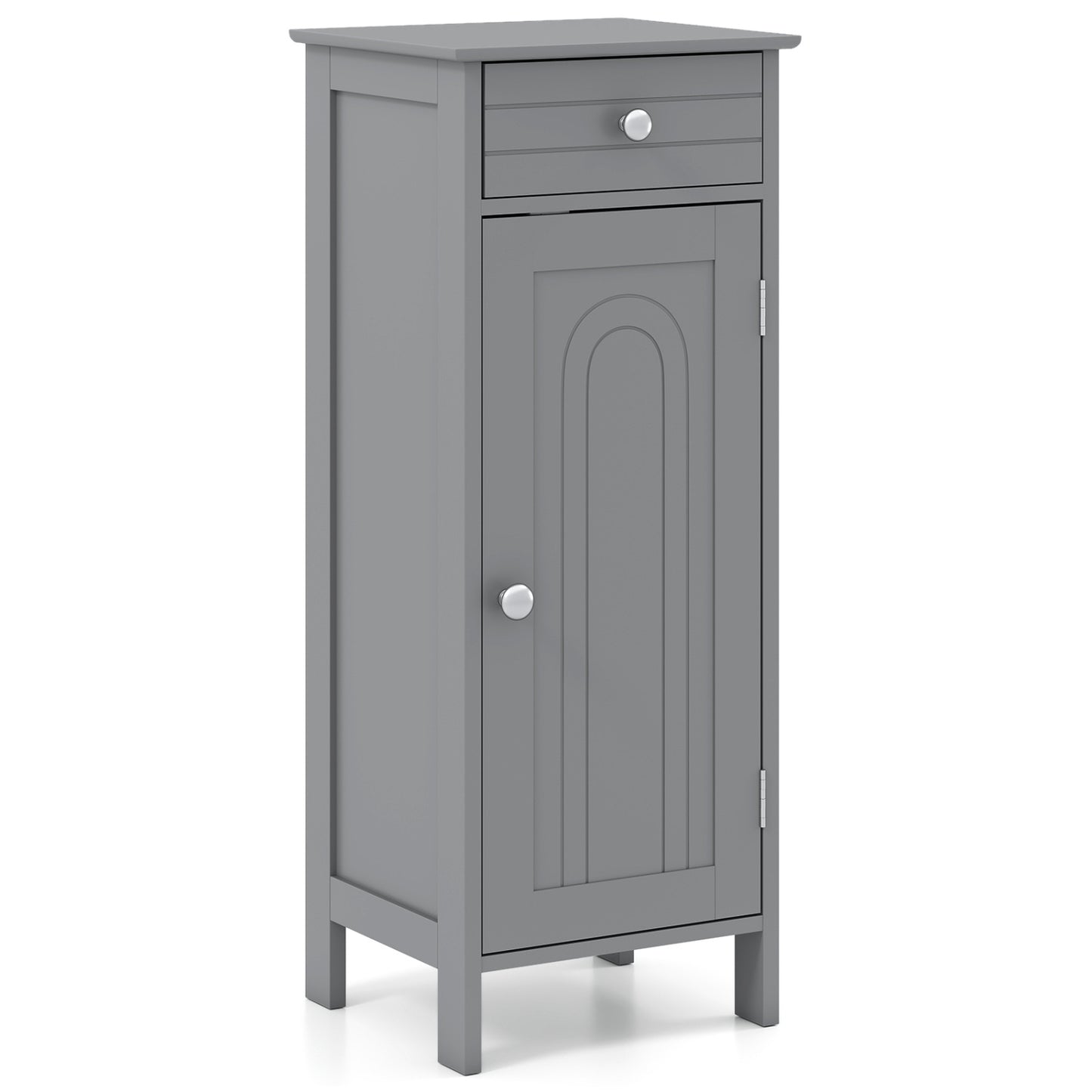 Wooden Storage Free-Standing Floor Cabinet with Drawer and Shelf-Black - Gray