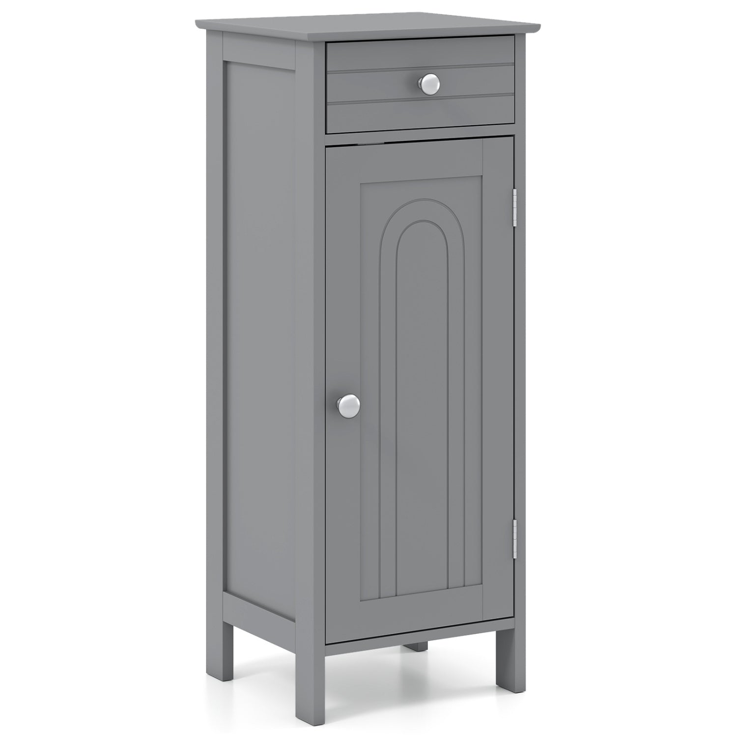 Wooden Storage Free-Standing Floor Cabinet with Drawer and Shelf-Black - Gray