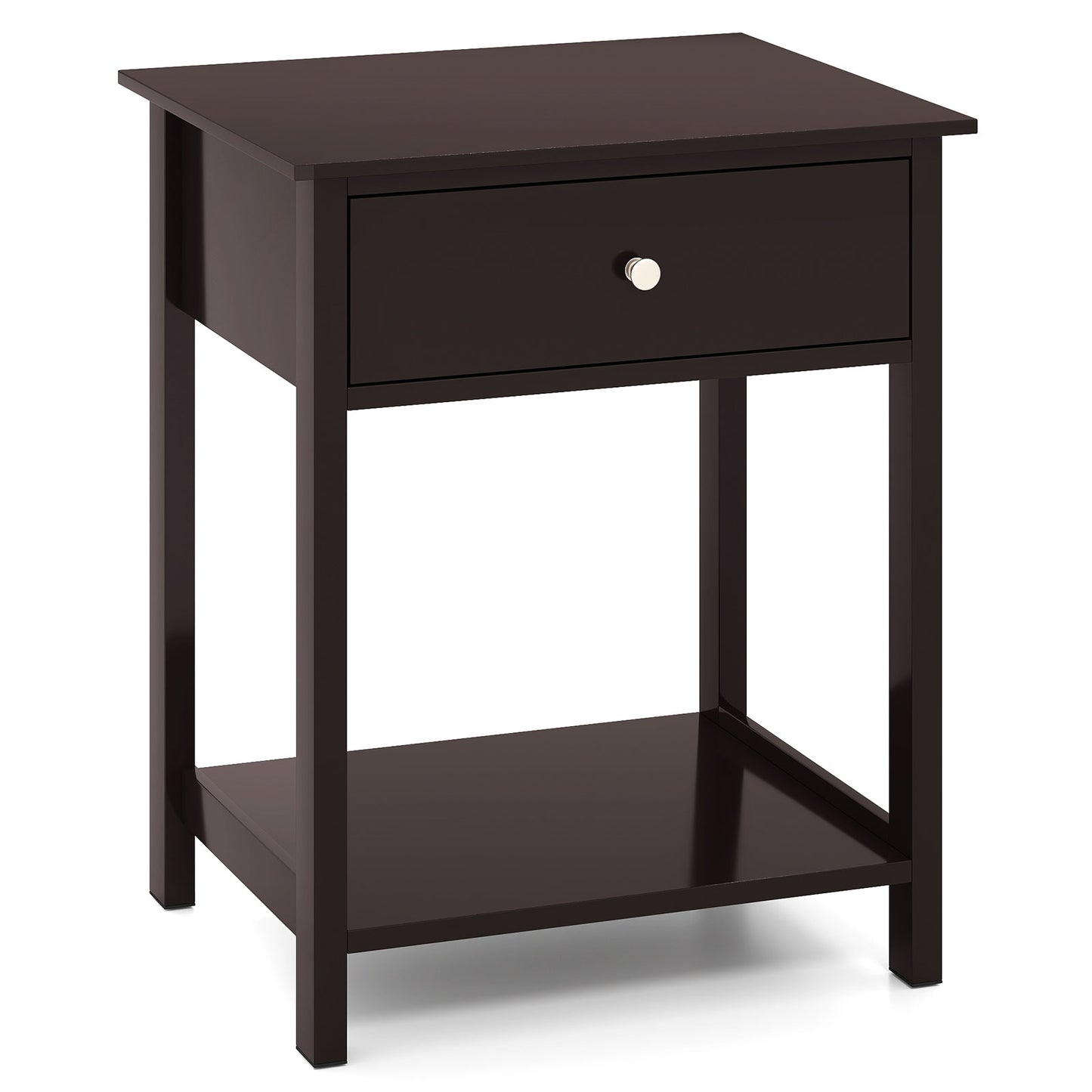 Wooden Storage Shelf with Drawer for Bedroom and Living Room-Brown - Brown