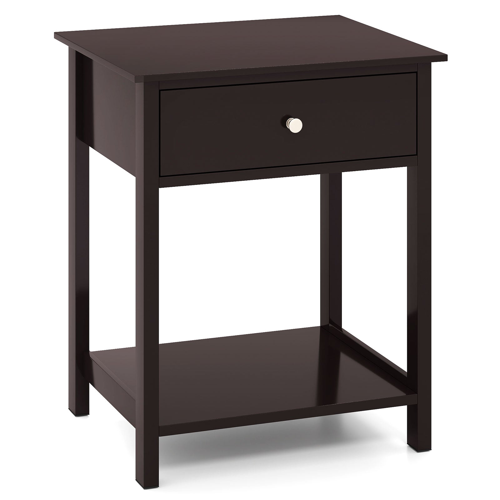 Wooden Storage Shelf with Drawer for Bedroom and Living Room-Brown - Brown