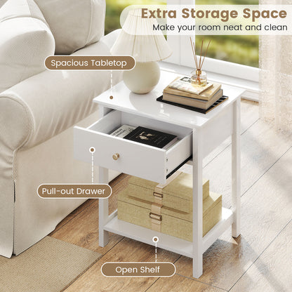 Wooden Storage Shelf with Drawer for Bedroom and Living Room