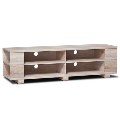59 Inch Console Storage Entertainment Media Wood TV Stand-Oak - Oak