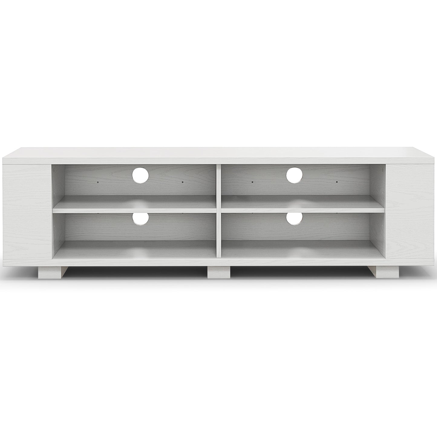 59 Inch Console Storage Entertainment Media Wood TV Stand-Oak - White