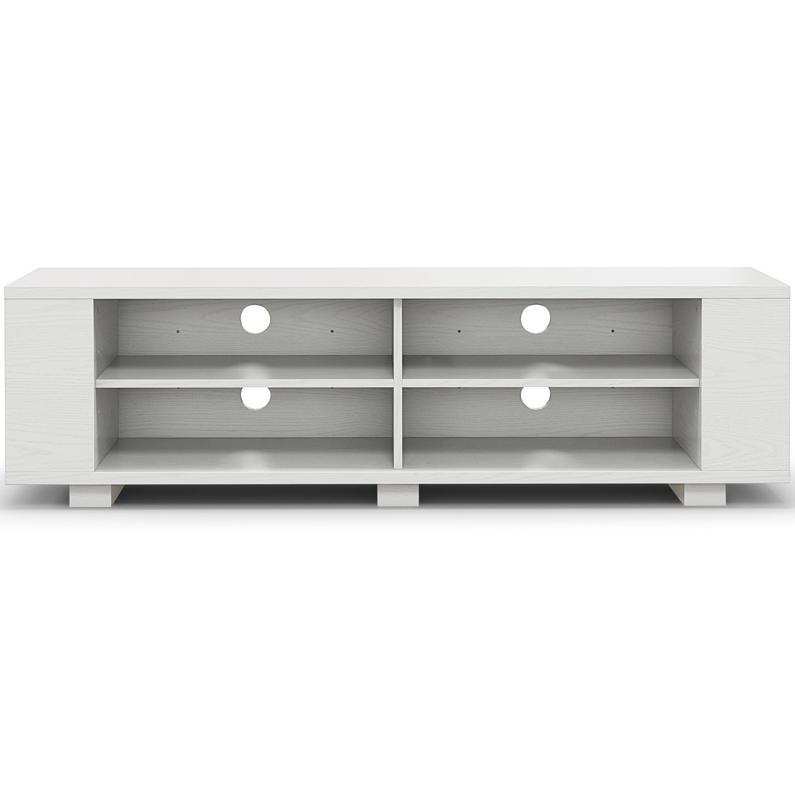 59 Inch Console Storage Entertainment Media Wood TV Stand-Oak - White