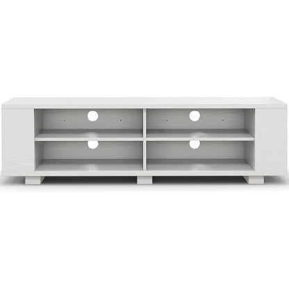 59 Inch Console Storage Entertainment Media Wood TV Stand-Oak - White