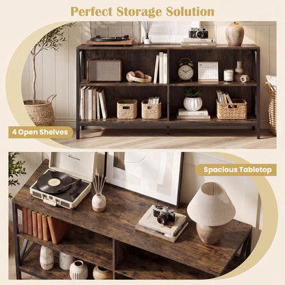 Wooden TV Stand Entertainment for TVs up to 55 Inch with X-Shaped Frame
