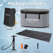 XL 129 Gal Oval Ice Bath Tub with Cover and Hand Pump for Athletes-Gray - Gray