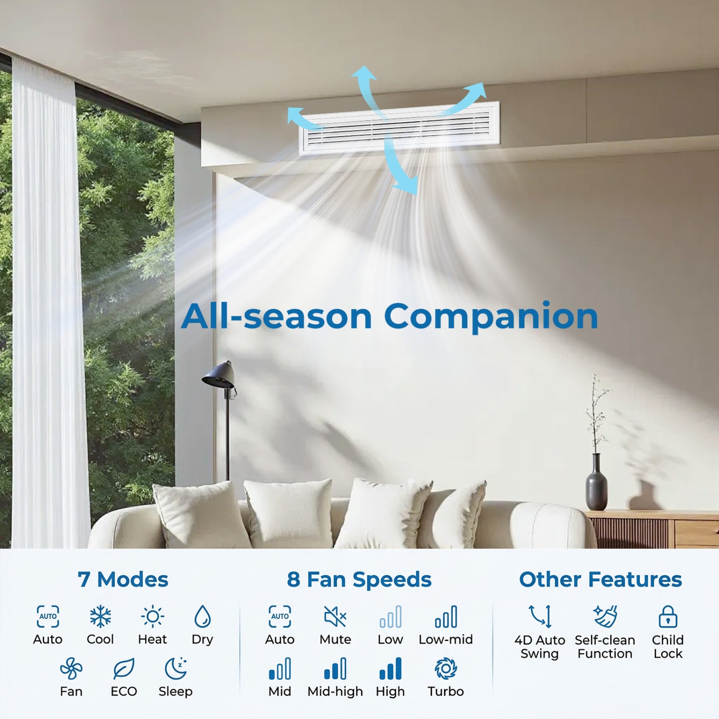 X-Pro 18000 BTU 2 Zone 24 SEER2 Concealed Ducted Mini Split AC