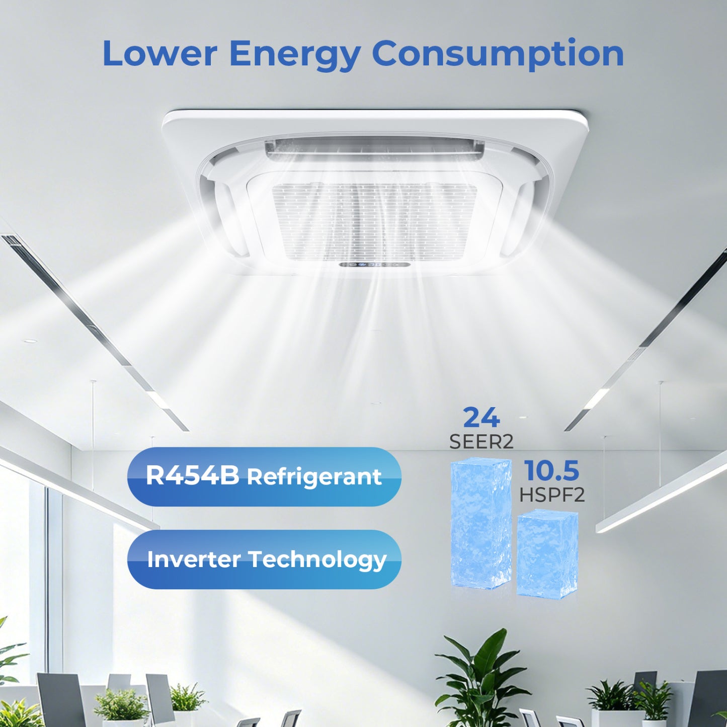X-Pro 27000 BTU 3 Zone 24 SEER2 Ceiling Cassette Mini Split AC