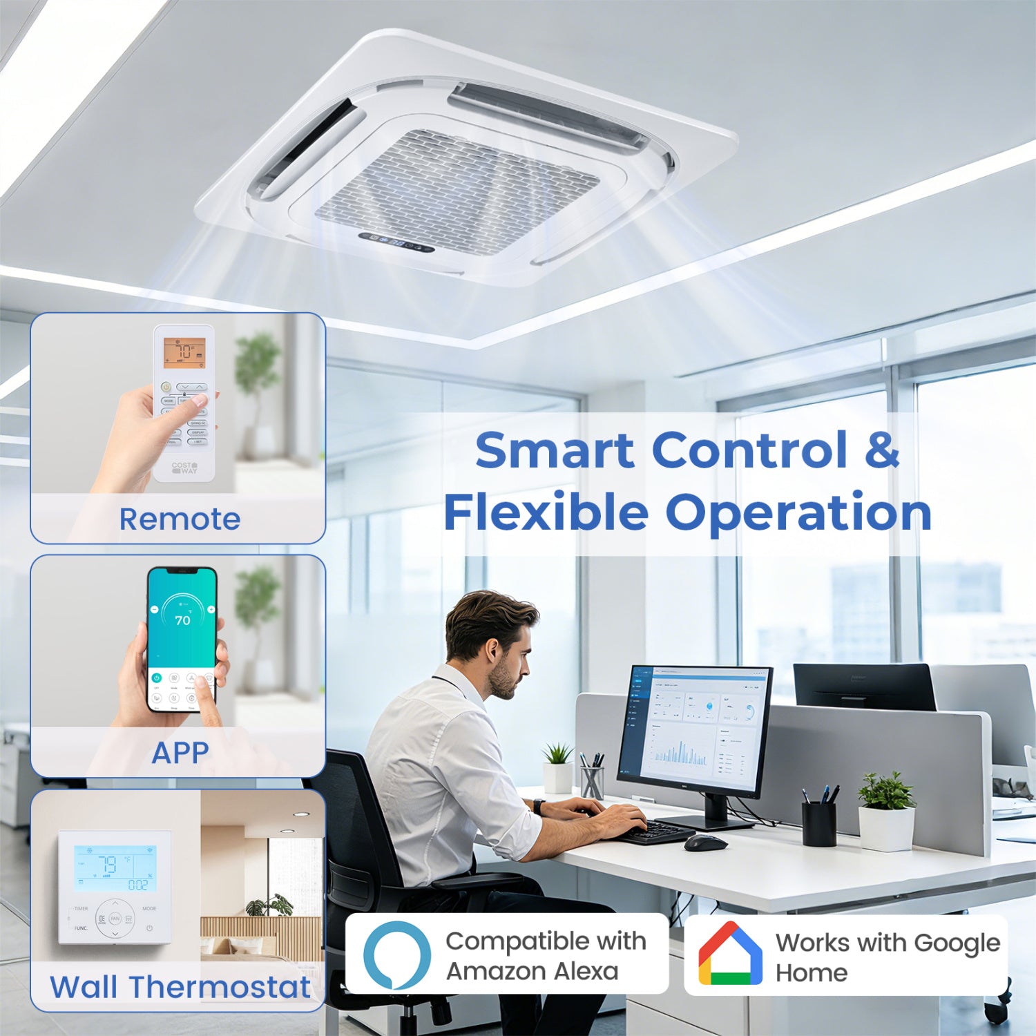 X-Pro 35000 BTU 2 Zone 22.5 SEER2 Ceiling Cassette Mini Split AC