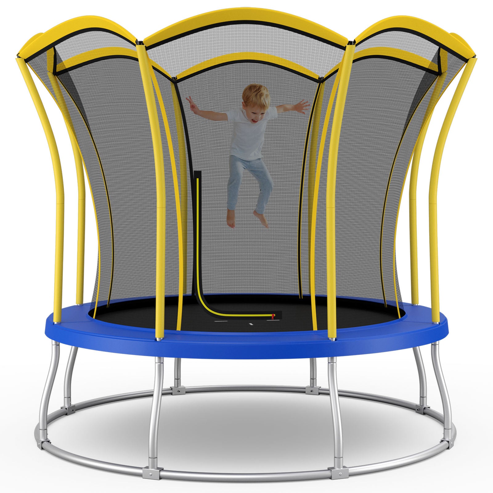 10 Feet Unique Flower Shape Trampoline with Galvanized Steel Frame-Orange - Yellow