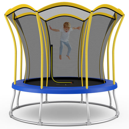 10 Feet Unique Flower Shape Trampoline with Galvanized Steel Frame-Orange - Yellow