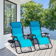 Outdoor Folding Zero Gravity Reclining Lounge Chair-Light Blue