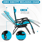 Outdoor Folding Zero Gravity Reclining Lounge Chair-Light Blue
