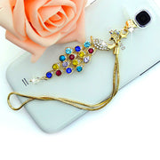 Colorful Crystal Diamond Peacock Dust Cap Pendant for Cell Phone 3.5mm Jack