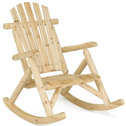 Wood Single Porch Rocker Lounge Patio Rocking Chair - Default